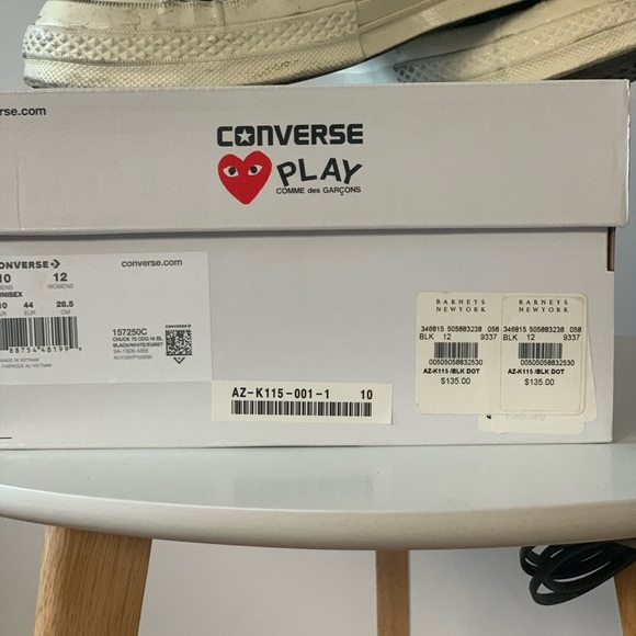 CDG PLAY Hi-top Black w/ White Polka Dots Converse Size 10 - Picture 5 of 11